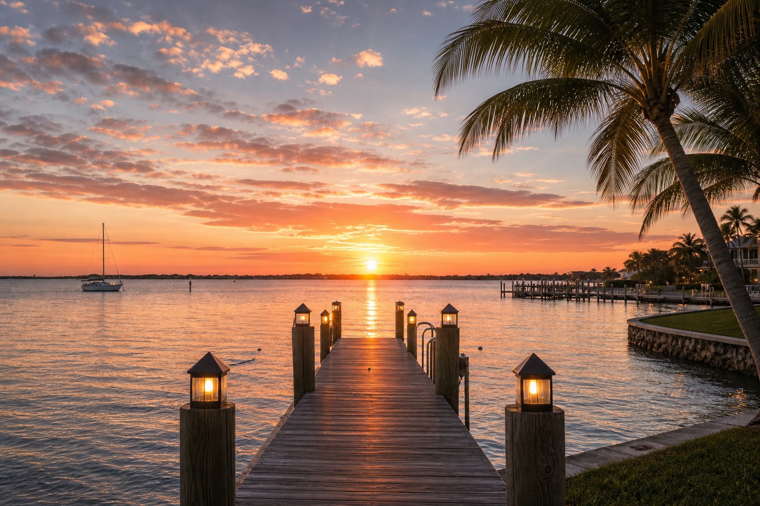 Florida Gulf Coast pier at sunset